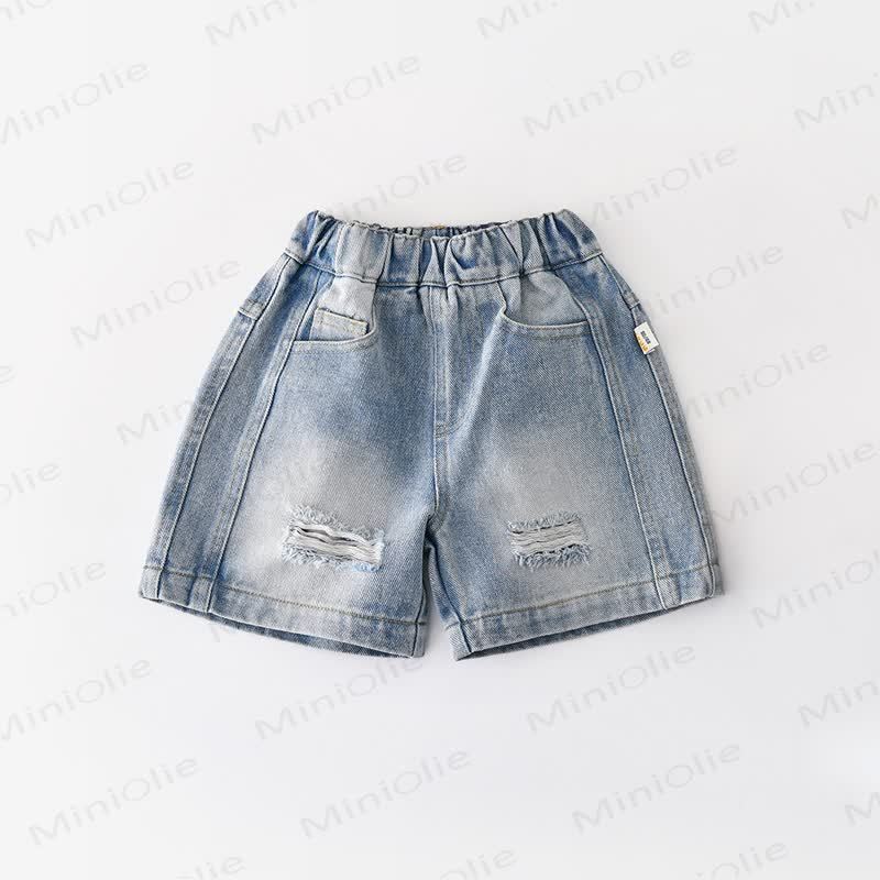 Toddler Boys Dino Patch Plaid Shirt or Denim Shorts - Blue - 4-5T - image 3