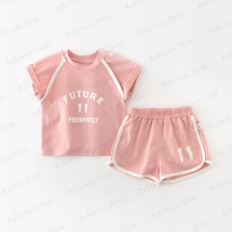 Baby Contrast Trim Top and Shorts 2-Piece Set - Pink - 2-3T - image 2