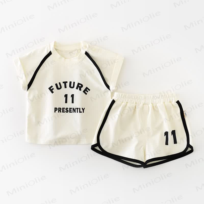Baby Contrast Trim Top and Shorts 2-Piece Set - Beige - 2-3T - image 3