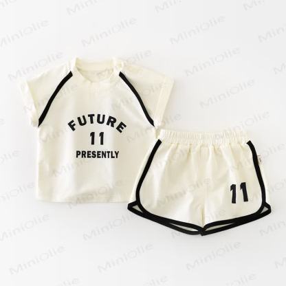 Baby Contrast Trim Top and Shorts 2-Piece Set - Beige - 2-3T - image 3