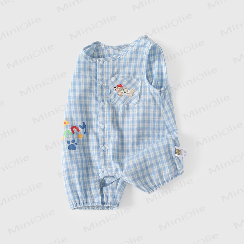 Baby Dog Print Gingham Sleeveless Romper - image 3