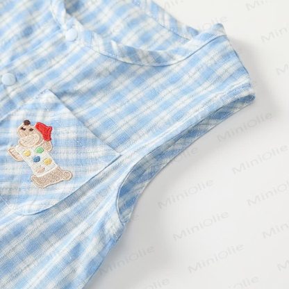 Baby Dog Print Gingham Sleeveless Romper - image 4