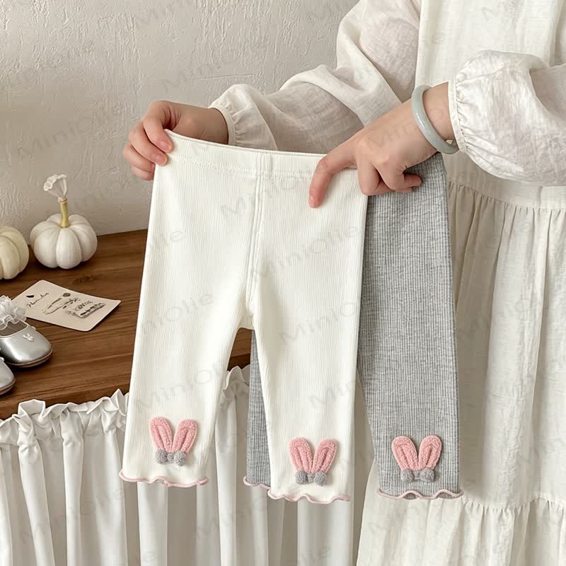 Baby Girls Bunny Ear Ruffle Hem Leggings - image 1