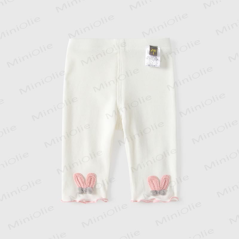 Baby Girls Bunny Ear Ruffle Hem Leggings - White - 4-5T - image 2