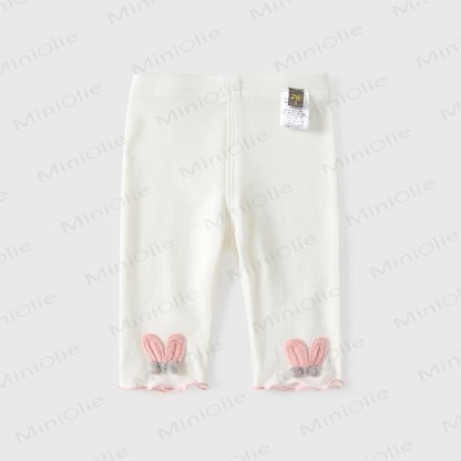 Baby Girls Bunny Ear Ruffle Hem Leggings - White - 4-5T - image 2