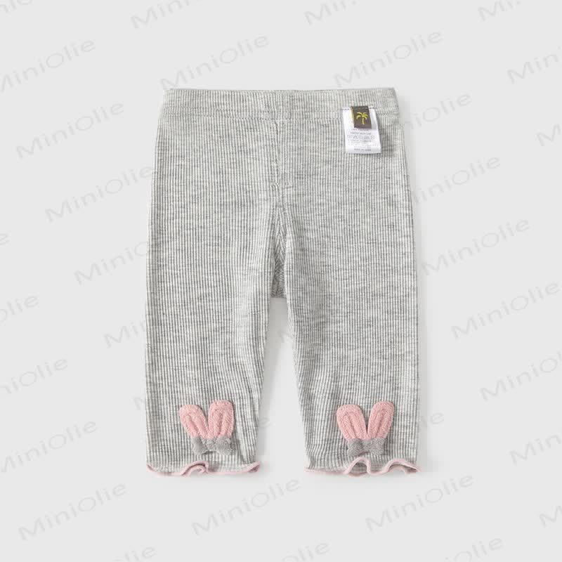Baby Girls Bunny Ear Ruffle Hem Leggings - Gray - 4-5T - image 3