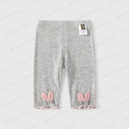 Baby Girls Bunny Ear Ruffle Hem Leggings - Gray - 4-5T - image 3