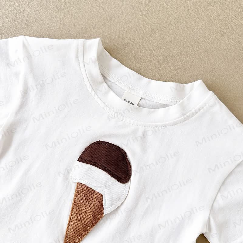 Baby Ice Cream Applique T-Shirt and Solid Color Shorts 2-Piece Set - image 6