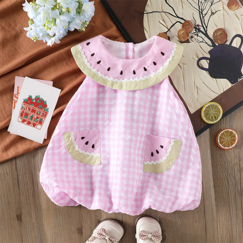 Baby Girl Watermelon Plaid Sleeveless Dress - Pink - 4-5T - image 1