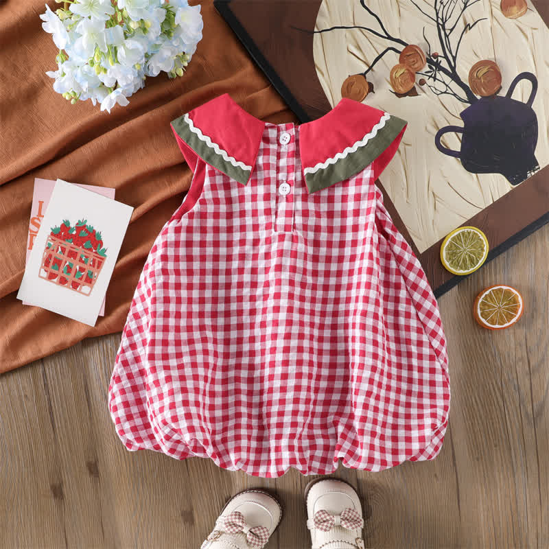 Baby Girl Watermelon Plaid Sleeveless Dress - image 3