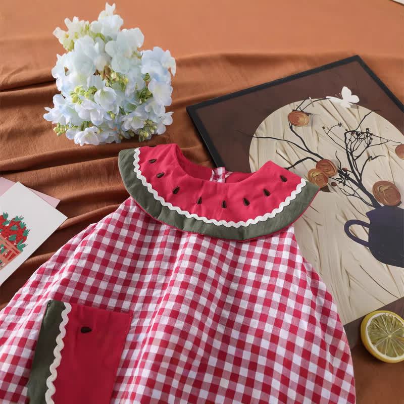 Baby Girl Watermelon Plaid Sleeveless Dress - image 4