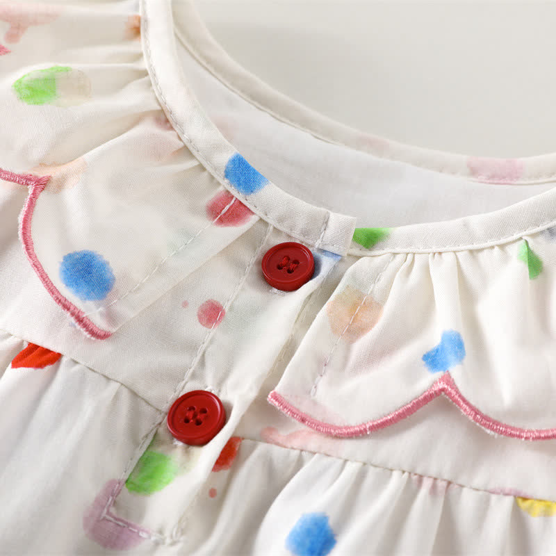 Baby Girl White Polka Dot Ruffle Collar Sleeveless Dress - image 4