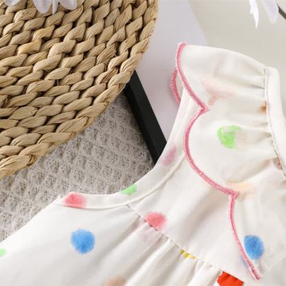 Baby Girl White Polka Dot Ruffle Collar Sleeveless Dress - image 5