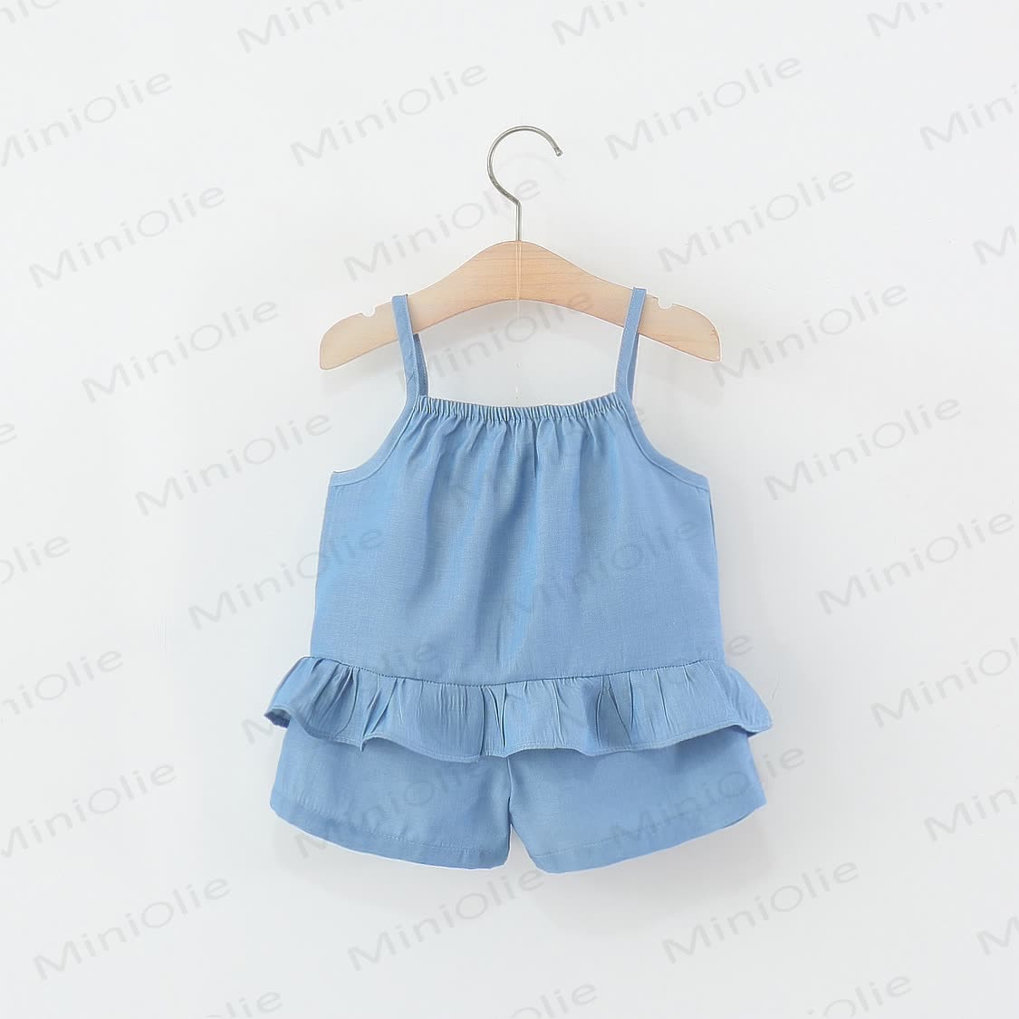 Baby Toddler Girl Denim Mushroom Sleeveless Set - image 3