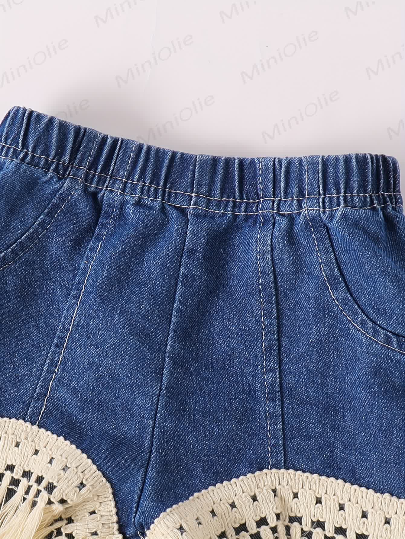 Baby Toddler Girl Denim Knitted Sleeveless Set - image 4