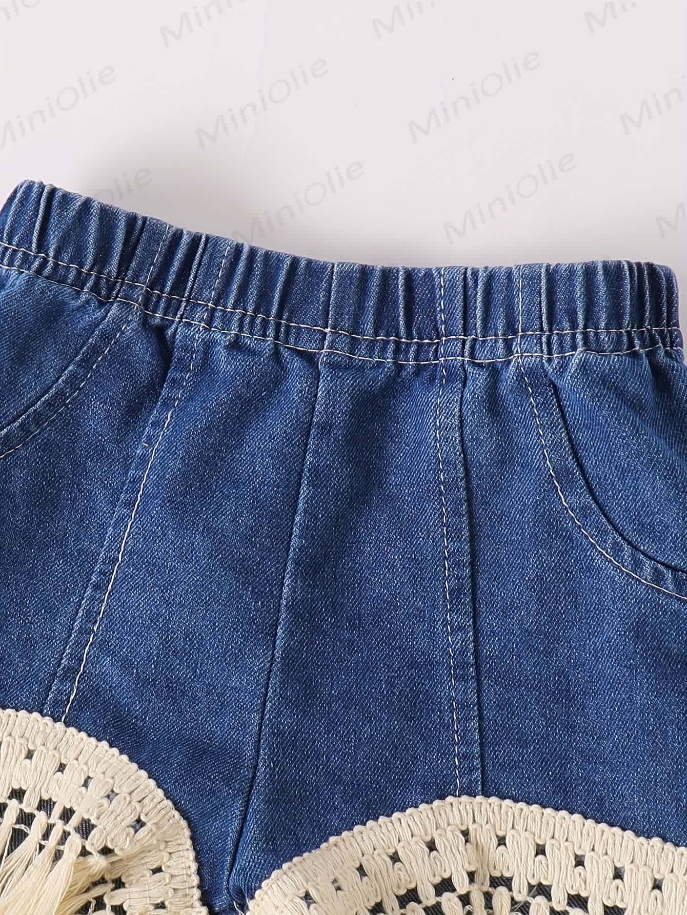 Baby Toddler Girl Denim Knitted Sleeveless Set - image 4