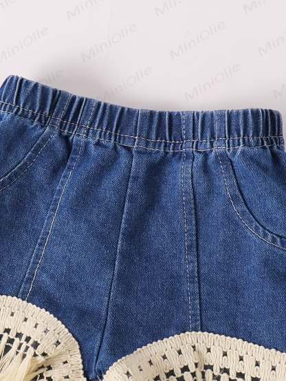 Baby Toddler Girl Denim Knitted Sleeveless Set - image 4