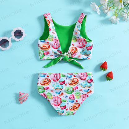 Toddler Girls Sweet Treat Print 2-Piece Bikini Set - Green - 6-7T - image 2
