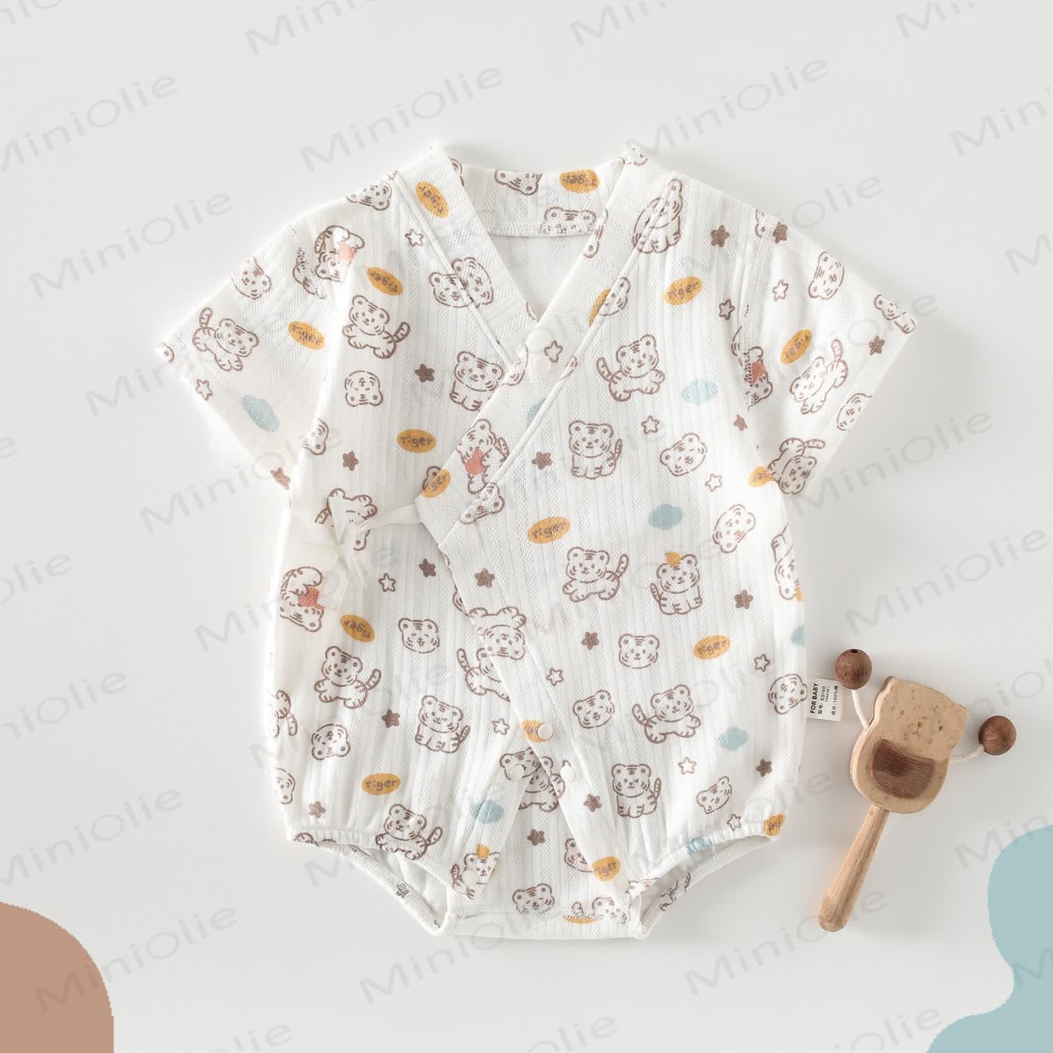 Baby Tiger Print Kimono Bodysuit - White - 11-15M - image 1