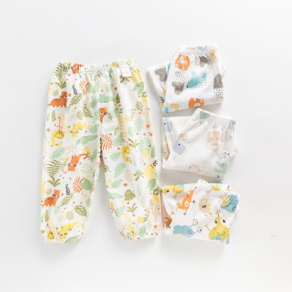 Baby White Cartoon Print Cuffed Pants - image 1