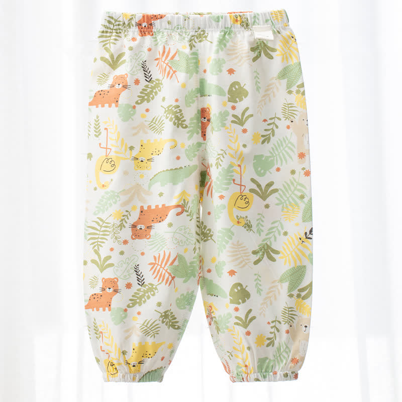 Baby White Cartoon Print Cuffed Pants - White Forest - 3-4T - image 2