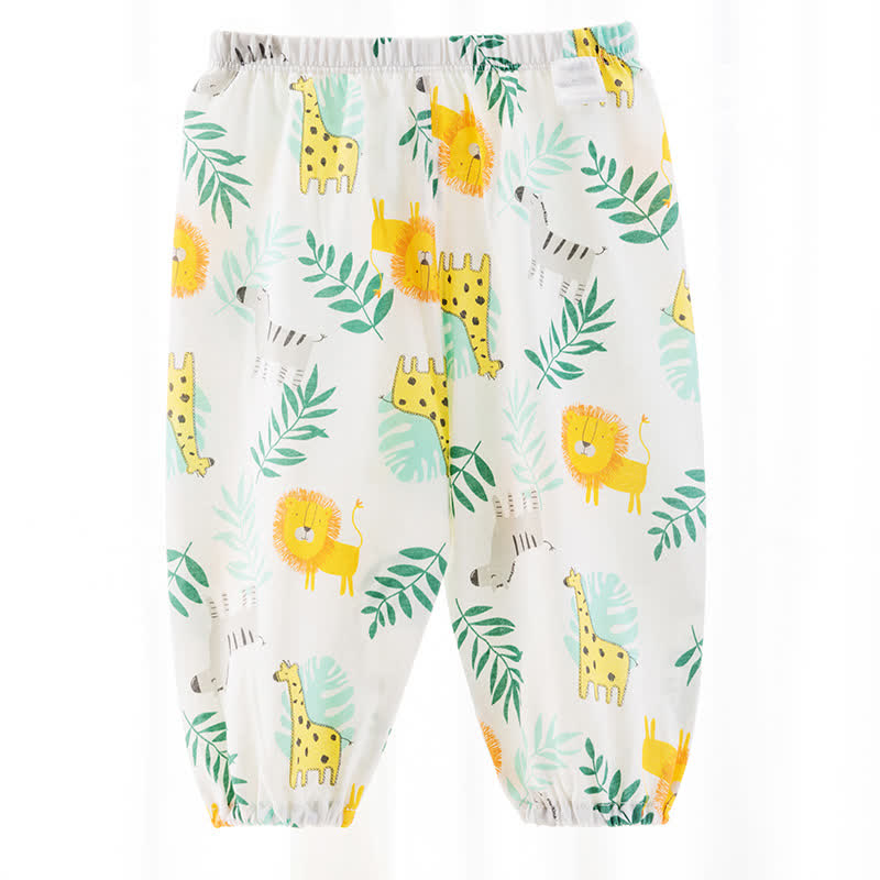 Baby White Cartoon Print Cuffed Pants - White Lion - 4-5T - image 4