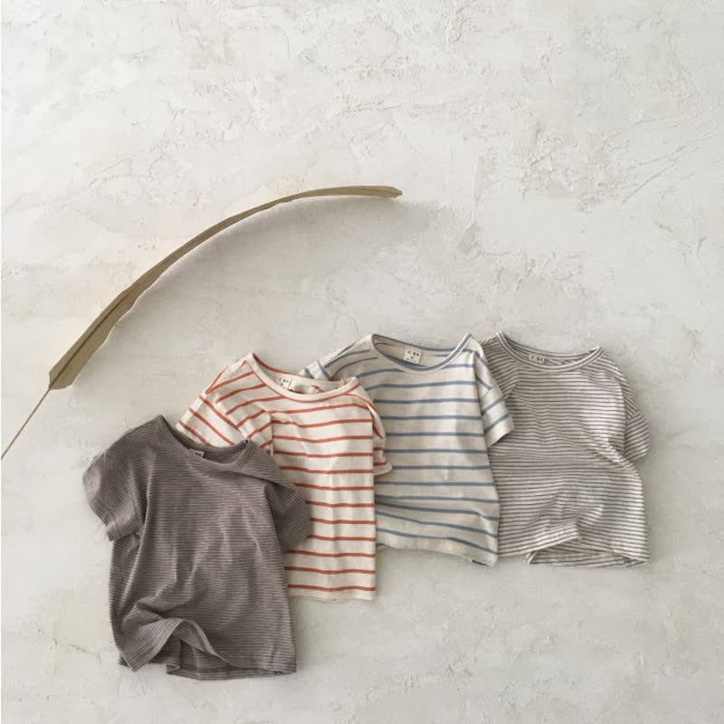 Baby Stripe/Solid Color Crew Neck T-Shirt - image 11
