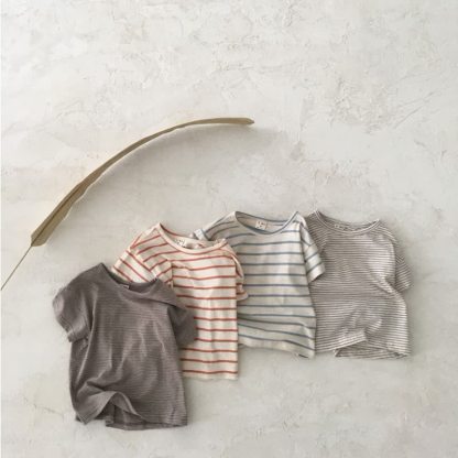 Baby Stripe/Solid Color Crew Neck T-Shirt - image 11