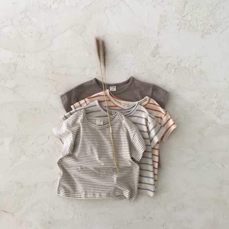 Baby Stripe/Solid Color Crew Neck T-Shirt - image 12