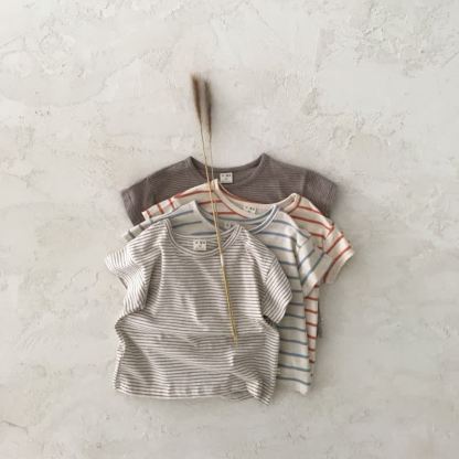 Baby Stripe/Solid Color Crew Neck T-Shirt - image 12