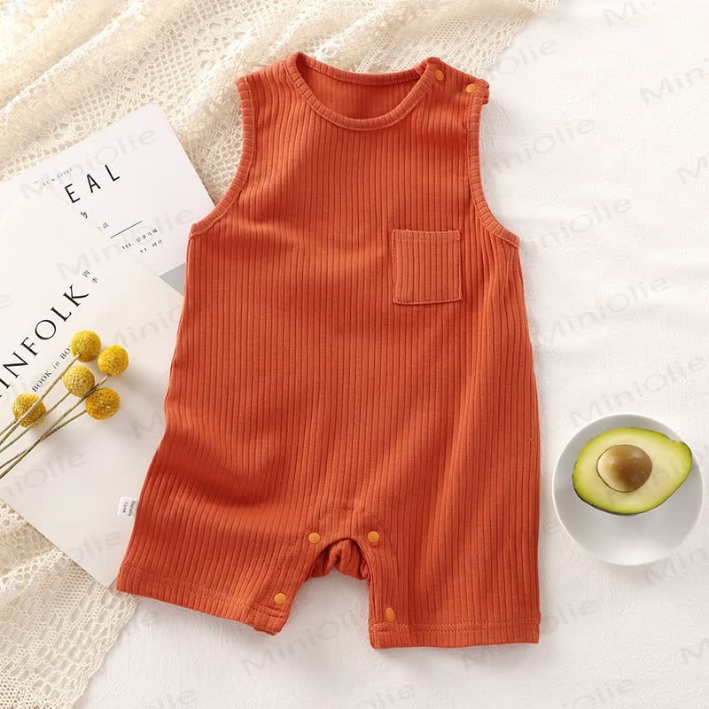 Baby Solid color Sleeveless Romper - Orange - 18-24M - image 3