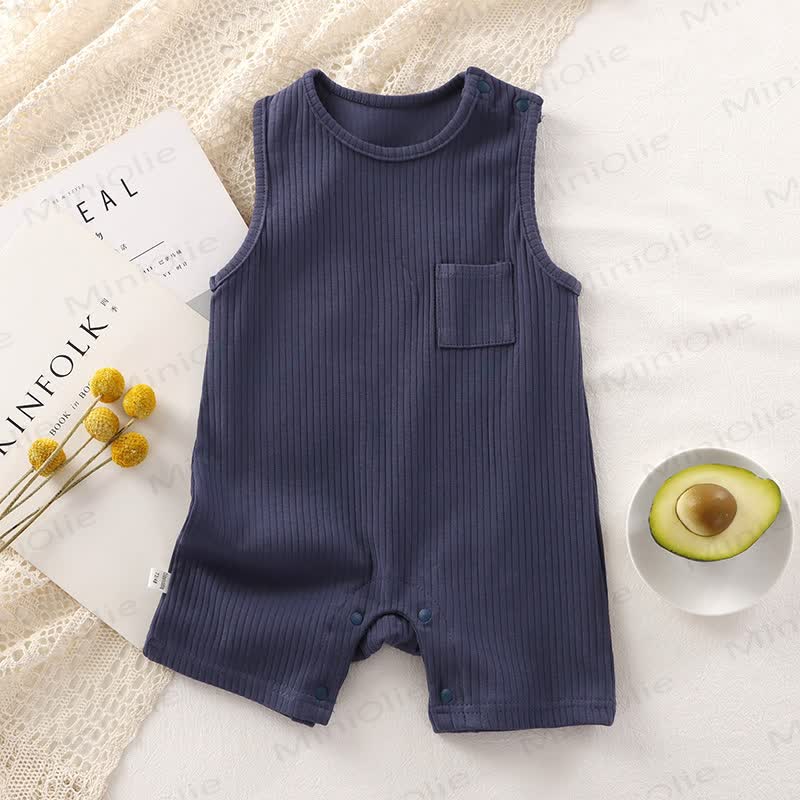 Baby Solid color Sleeveless Romper - Blue - 18-24M - image 4