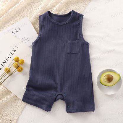 Baby Solid color Sleeveless Romper - Blue - 18-24M - image 4