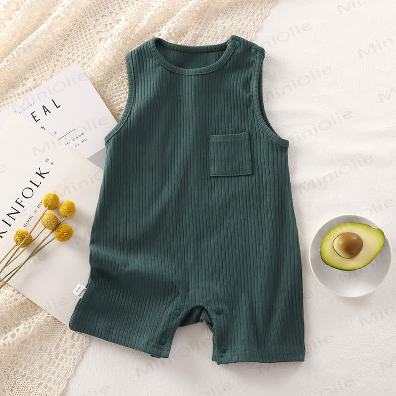 Baby Solid color Sleeveless Romper - Green - 18-24M - image 5