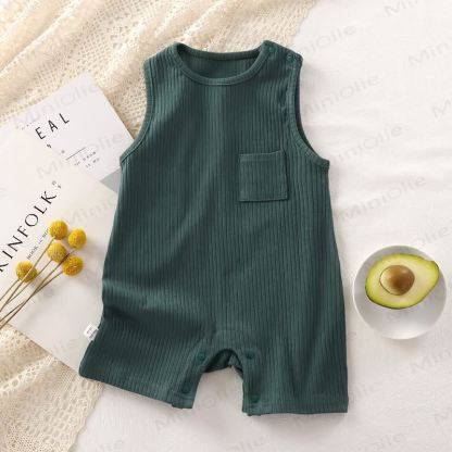 Baby Solid color Sleeveless Romper - Green - 18-24M - image 5