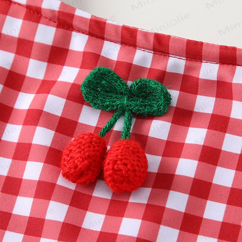 Baby Girls Cherry Print Gingham Ruffle Swimwear 3-Piece Set - image 11
