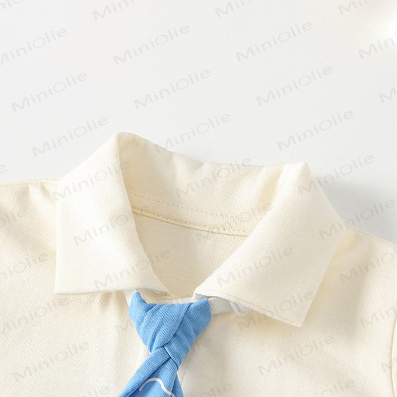 Baby Beige Fish Print Short Sleeves Romper - image 3