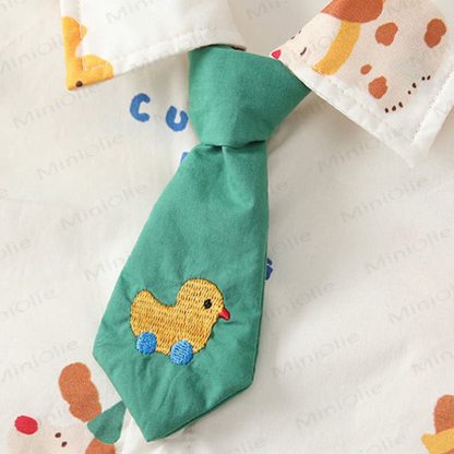 Baby Boys Tie Collar Dog Printed Romper - image 4