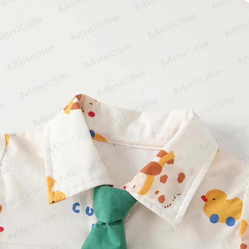 Baby Boys Tie Collar Dog Printed Romper - image 3