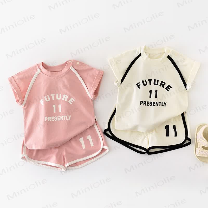 Baby Contrast Trim Top and Shorts 2-Piece Set - image 1