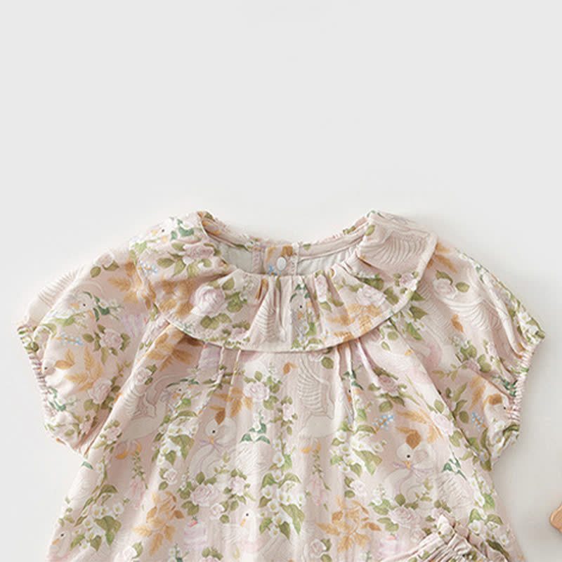 Baby Toddler White Animal and Fruit Print Top and Shorts 2-piece Set - image 3
