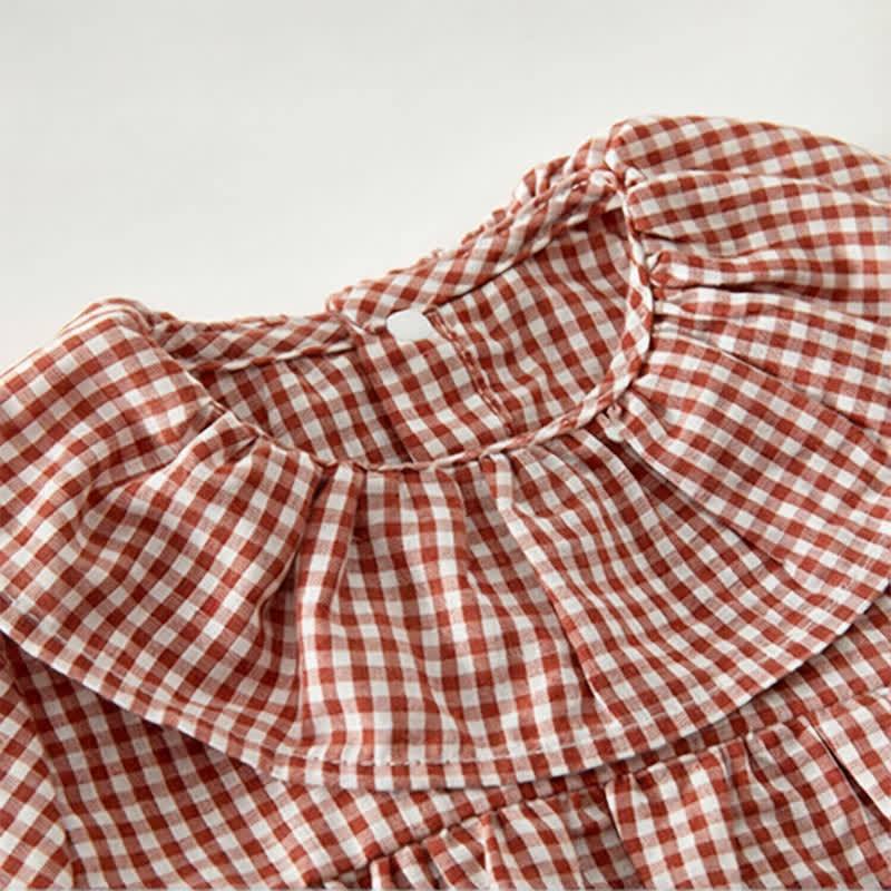 Baby Girl Gingham Ruffle Collar Tee and Short 2-piece Set with Hat - image 5