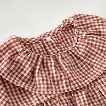 Baby Girl Gingham Ruffle Collar Tee and Short 2-piece Set with Hat - image 5