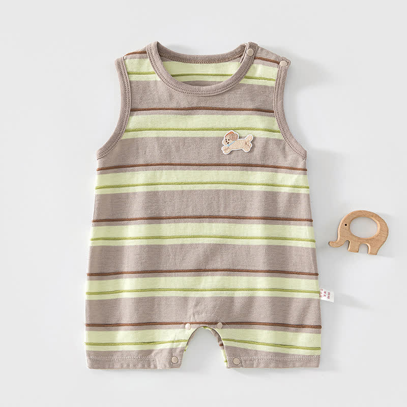 Baby Soft Striped Animal Patch Romper - Green - 2-3T - image 4
