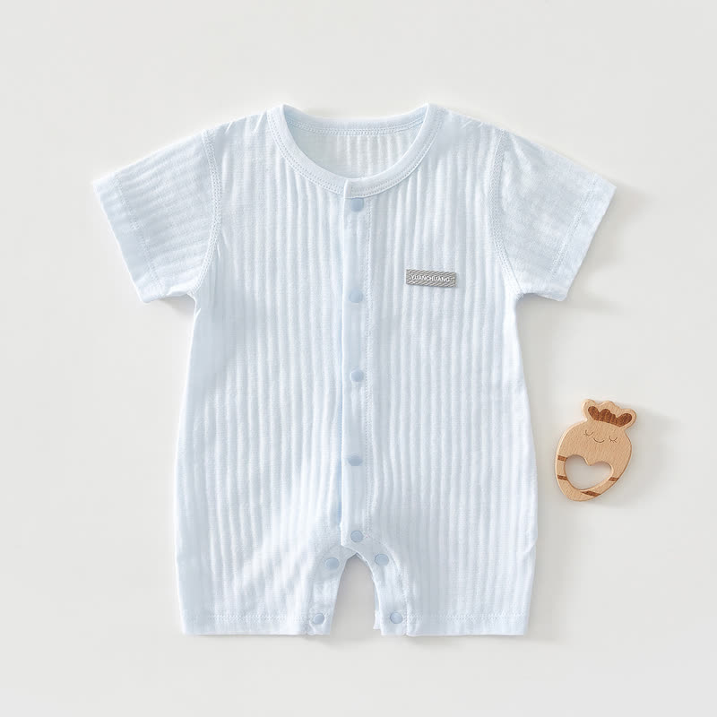 Baby Soft Ribbed Cotton Summer Romper - Blue - 18-24M - image 2