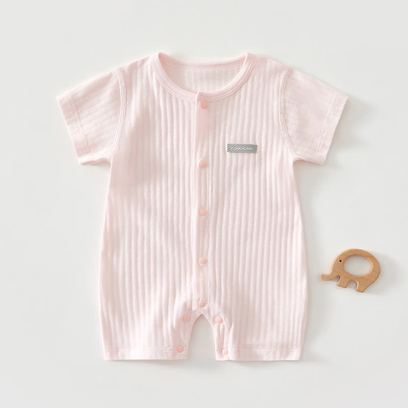 Baby Soft Ribbed Cotton Summer Romper - Pink - 18-24M - image 4