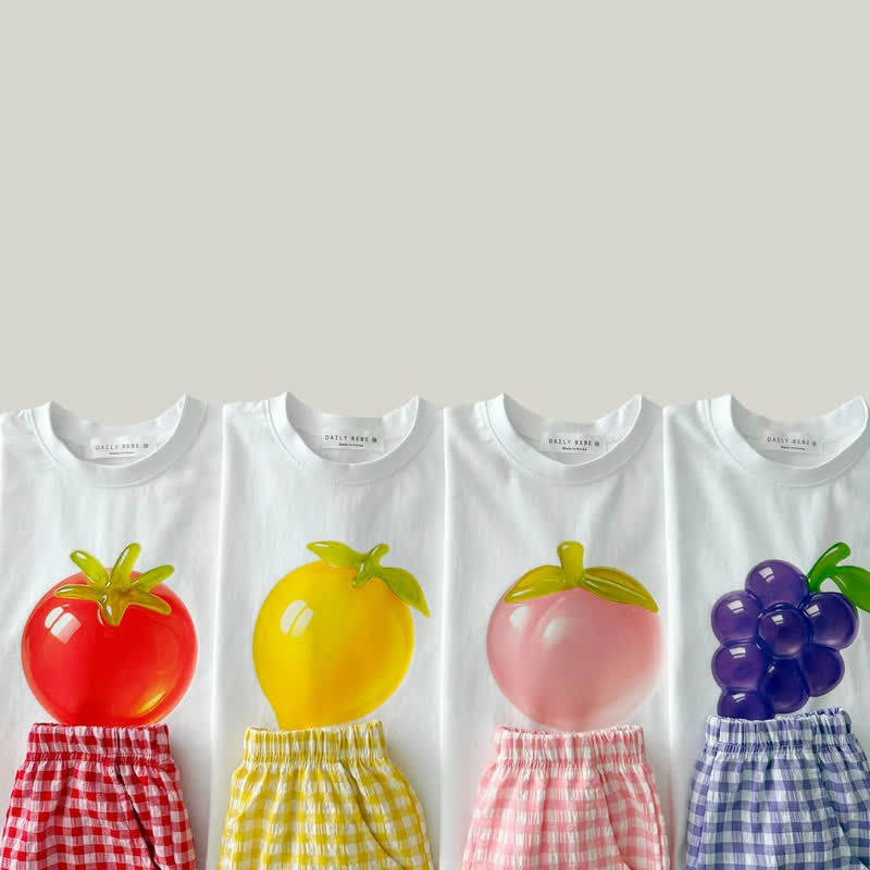Toddler Kid Fruit Print T-Shirt and Gingham Shorts 2-Piece Set - image 1