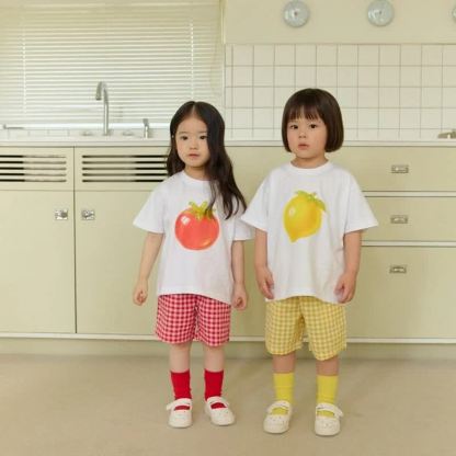 Toddler Kid Fruit Print T-Shirt and Gingham Shorts 2-Piece Set - image 6