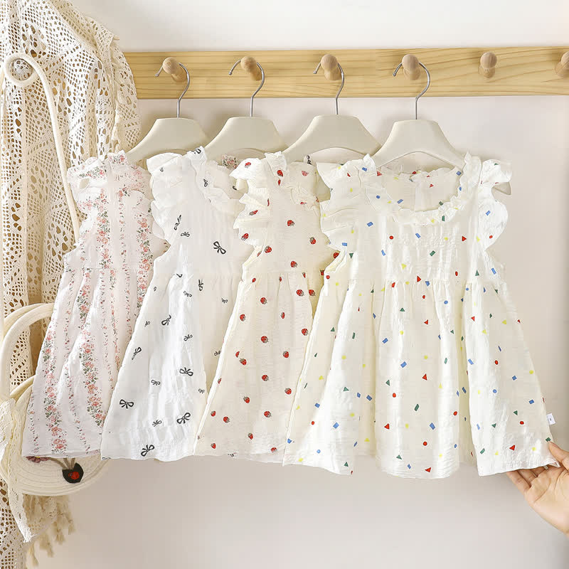 Toddler Girl White Summer Flutter Sleeve Dress - image 1
