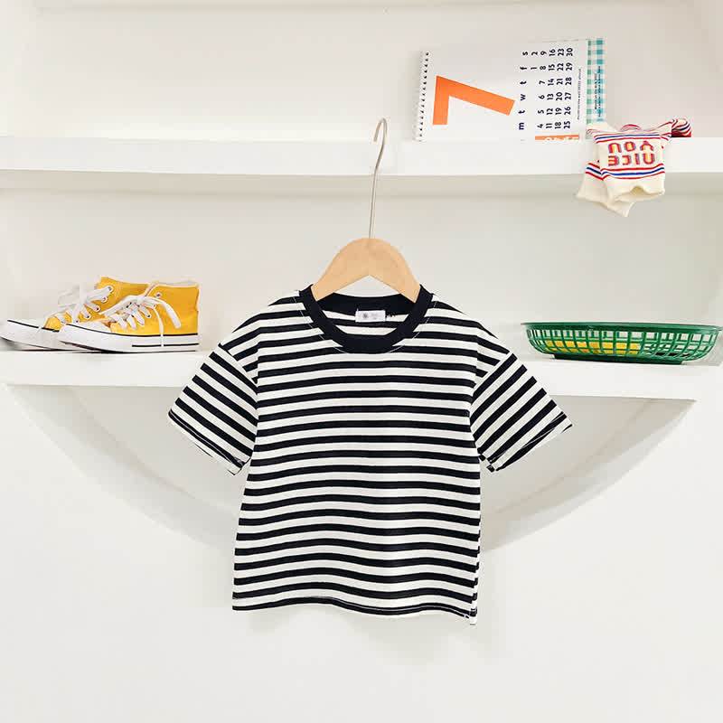 Toddler Striped Crew Neck Summer T-Shirt - Black - 10-11T - image 2